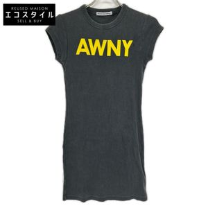 Alexander Wang 4CC2256302 Charcoal AWNY Lettering Graphic Short-Sleeved Dress M [Used]