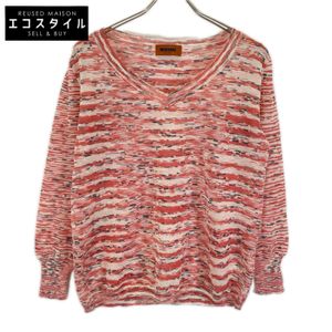 Missoni 紅色羊毛邊飾 V 領毛衣，40 碼 [二手]