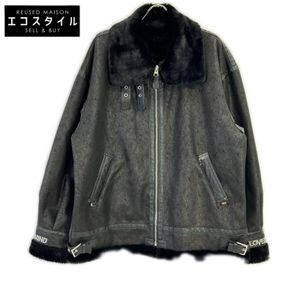 mastermind [x 字母數字] TA1582 9001 黑色仿羊絨騎手夾克 XL [二手]