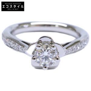 Chanel, newly polished, Pt950 CMLA Soli Pave 0.32ct Camellia Half Eternity Ring, Size 45 [Pre-owned]