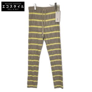 Pellec PT0605-WS21 Beige x Yellow Shirring Stripe Trousers, Size 36 [Used]