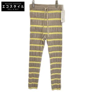 Pellec PT0605-WS21 Beige x Yellow Shirring Stripe Trousers, Size 34 [Used]