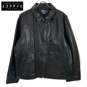 Polo Ralph Lauren 90's Black Leather Zip-Up Jacket XL [Used]