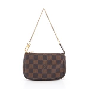 [중고] LOUIS VUITTON 미니 포쉐트 악세소아 다미에 에벤 N58009 PVC 코팅 캔버스 레더 손가방