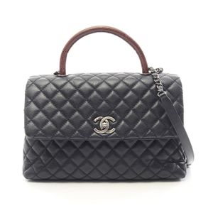 [중고] Chanel 샤넬 손가방 마틀라세 코코핸들 2WAY A92992 네이비/레드브라운 캐비어스킨(그레인드 카프스킨) 코코핸들 마틀라세 2way 체인 숄더백 M
