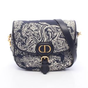 [중고] Dior 숄더백 BOBBY 미디엄 투알 드 주이 네이비/아이보리 캔버스 레더