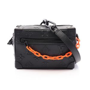 【중고】 LOUIS VUITTON 숄더백 미니 소프트 트렁크 모노그램 실 느와르 M58906 블랙 레더 미니 소프트 트렁크 남성용