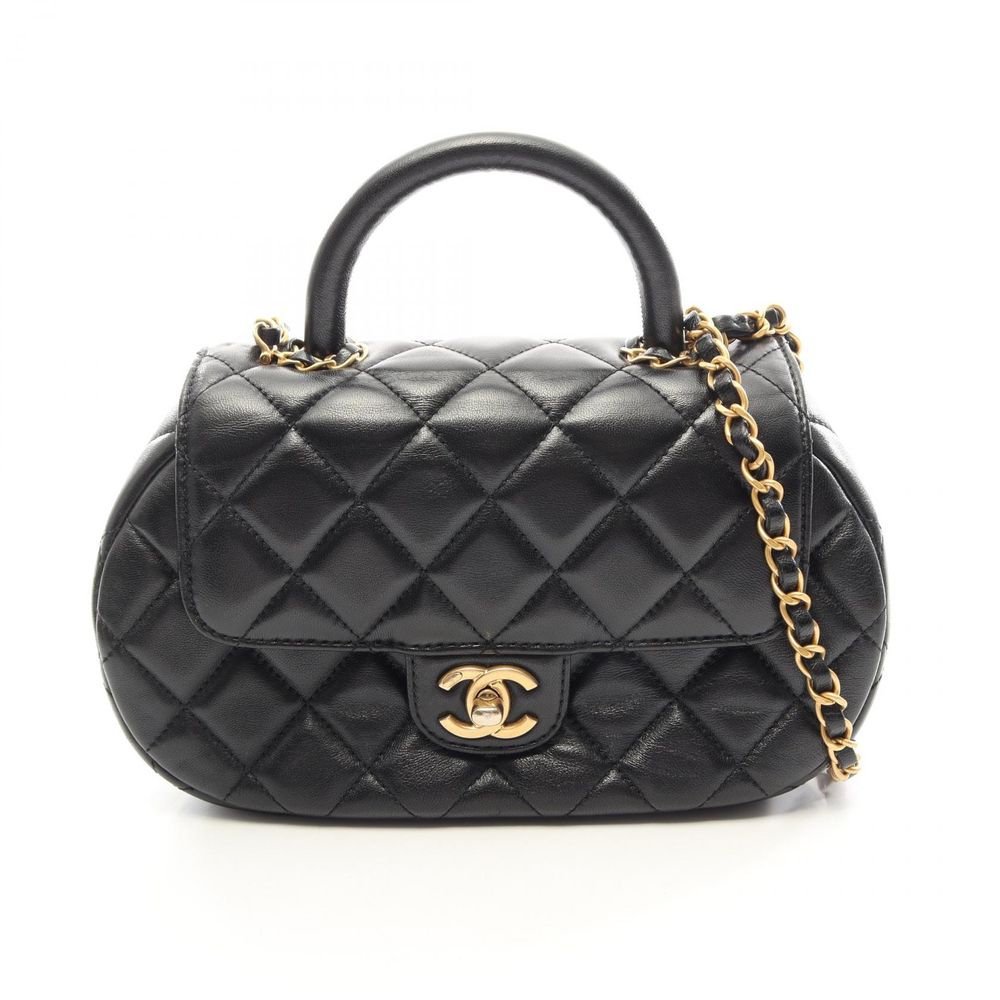 [Pre-owned] Chanel CHANEL Shoulder Bag Matelassé top Handle 2WAY AS4569 Black Lambskin (Sheepskin) Matelassé top Handle 2-way Chain Shoulder Bag