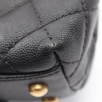 [Pre-owned] Chanel CHANEL Handbag Coco Handle Flap Matelassé 2WAY A92990 Black Caviar Skin (Grained Calf) Coco Handle Matelassé 2-way Chain Shoulder XS
