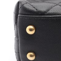 [Pre-owned] Chanel CHANEL Handbag Coco Handle Flap Matelassé 2WAY A92990 Black Caviar Skin (Grained Calf) Coco Handle Matelassé 2-way Chain Shoulder XS