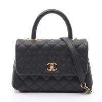 [Pre-owned] Chanel CHANEL Handbag Coco Handle Flap Matelassé 2WAY A92990 Black Caviar Skin (Grained Calf) Coco Handle Matelassé 2-way Chain Shoulder XS
