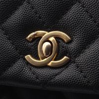 [Pre-owned] Chanel CHANEL Handbag Coco Handle Flap Matelassé 2WAY A92990 Black Caviar Skin (Grained Calf) Coco Handle Matelassé 2-way Chain Shoulder XS