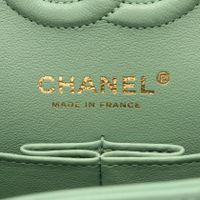 【二手】香奈兒 CHANEL 絎縫雙蓋單肩背包 A01113 淺綠色魚子醬紋小牛皮(粒面小牛皮)絎縫雙蓋鏈條肩背包