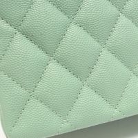 【二手】香奈兒 CHANEL 絎縫雙蓋單肩背包 A01113 淺綠色魚子醬紋小牛皮(粒面小牛皮)絎縫雙蓋鏈條肩背包