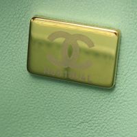 【二手】香奈兒 CHANEL 絎縫雙蓋單肩背包 A01113 淺綠色魚子醬紋小牛皮(粒面小牛皮)絎縫雙蓋鏈條肩背包