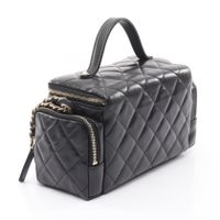 [Pre-owned] Chanel Matelassé Vanity 2-Way Shoulder Bag AS5222 Black Lambskin (Sheepskin Leather) Matelassé Vanity 2-Way Chain Shoulder Bag for Women