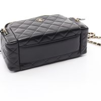 [Pre-owned] Chanel Matelassé Vanity 2-Way Shoulder Bag AS5222 Black Lambskin (Sheepskin Leather) Matelassé Vanity 2-Way Chain Shoulder Bag for Women