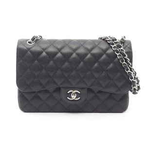 【二手】香奈兒 (Chanel) 大號絎縫30經典款雙蓋單肩背包 A58600 黑色魚子醬紋小牛皮（粒面小牛皮）大號絎縫鏈條肩背包