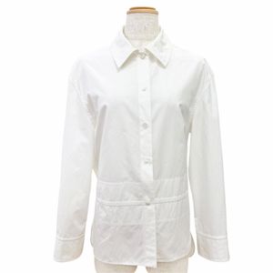 Excellent condition △HERMES 23SS 3E0638DT Calèche 100% Cotton Logo Button Long Sleeve Shirt White Size 36 Made in France Women's