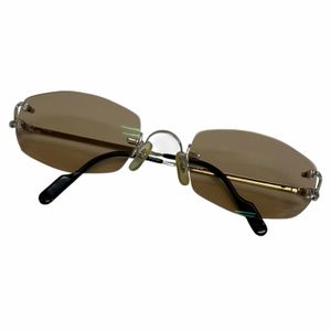 Excellent condition □ Cartier 2C Decor rimless two-point sunglasses eyewear silver- Braun lenses □ 22 135 prescription lenses Made in France Men's