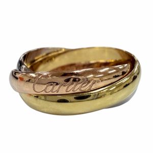 Mint condition☆ Cartier Trinity Ring SM AU750 (YG WG PG) Three- Color gold ring, yellow gold, white gold, pink gold, size 48 (equivalent to JP size 8), weight 4.3g, women's.