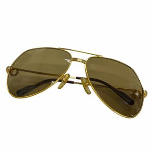 Excellent condition □ Cartier vintage Trinity double-bridge teardrop sunglasses, gold with burgundy Braun lenses, size 59□14, non-prescription, made in France, men's.