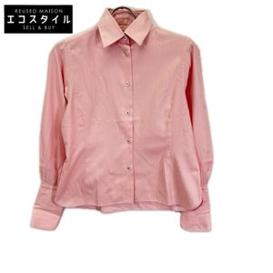 Hermes Lemaire Era Pink Cotton Regular Color H Embroidered Shell Button Long Sleeve Herringbone Shirt [Used]