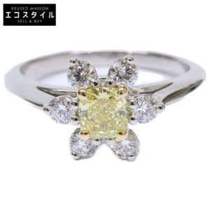 Tiffany & Co., newly polished, PT950 x 750WG 0.41ct yellow diamond butterfly cup. [Pre-owned]