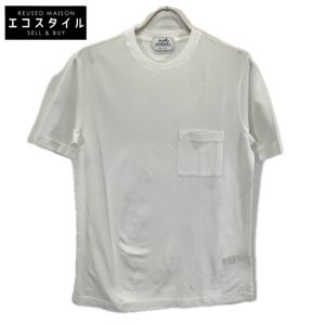 Hermes 32-5705 White H Embroidered Crewneck Pocket T-Shirt XS [Used]