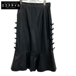 MUVEIL MA233FS001 Black Faux Leather Skirt, Size 38 [Used]