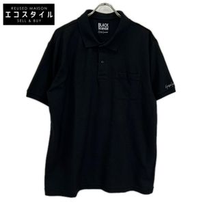 Black Scandal Yohji Yamamoto HZ-T36-083 Black Kanoko Three-Sleeve Logo Embroidered Short-Sleeve Polo Shirt Size 4 [Used]