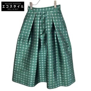 Emporio Armani BNN07TB2104 Green Check Flare Tuck Long Skirt Size 38 [Used]
