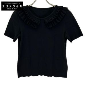 Foxy 36719 Black Ruffle Peter Pan Knit Top, Size 38 [Used]
