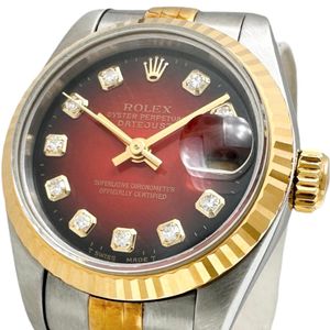 ROLEX Datejust 69179G with 10 Diamonds (Overhauled) - Stainless Steel/18K Yellow Gold Automatic Watch - Cherry RED Gradient