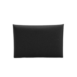 [Unused] Hermes Calvi Card Case, Veau Epsom Leather, Black