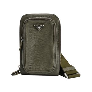 [Used] Prada PRADA Body Bag Smartphone Shoulder Bag 2ZH195 Embossed Leather Khaki