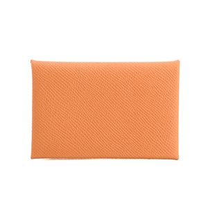 [Pre-owned] Hermes Calvi Card Case, Veau Epsom Leather, Gold