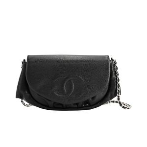[Used] Chanel Chain Wallet Half Moon Chain Wallet A40033 Caviar Black