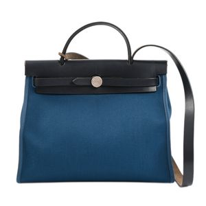 [Used] Hermes HERMES Handbag Herbag Zip PM Toile Military Blue