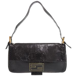 Fendi Mamma Bucket Python Black One-Shoulder Handbag Black 0437 [Used] FENDI