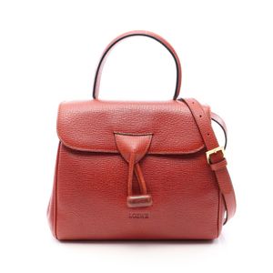 【二手】 LOEWE手提包，兩用款，REDブラウン皮革，女士手提包，二手 B