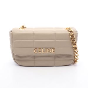 【中古】 セリーヌ CELINE ショルダーバッグ モノクローム 111273EPZ グレージュ レザー マトラッセ モノクローム チェーンショルダー レディース Used A