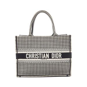 【二手】Dior Book Tote 中千鳥格黑白帆布手袋 女士二手 B