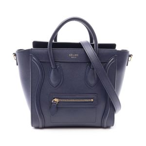 【二手】 CELINE Luggage Nano Shopper 兩用手提包，海軍藍皮革，女士，二手 A