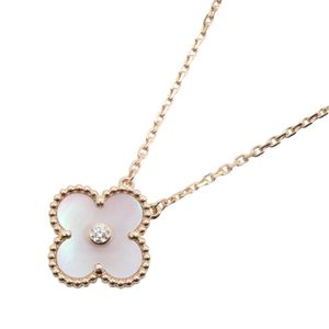 [Pre-owned] Van Cleef & Arpels Vintage Alhambra Necklace, Mother-of-Pearl 1P Necklace, Neck Circumference 37/41.5cm, K18PG (Pink Gold), Diamond