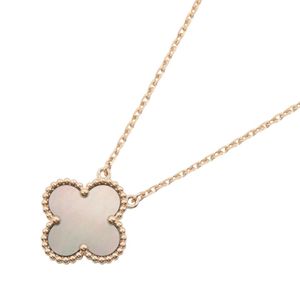 [Pre-owned] Van Cleef & Arpels Vintage Alhambra Necklace, Gray Mother-of-Pearl Necklace, VCARP4KK00, Neck Circumference 37.5cm/42cm, K18PG (Pink Gold)