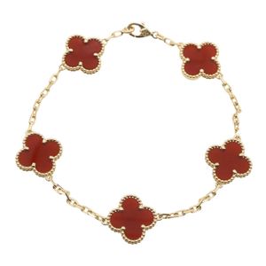 【二手】梵克雅寶 (Van Cleef & Arpels) 復古 Alhambra 紅玉髓手鍊 VCARD35500 腕圍 19cm K18（黃金）復古 Alhambra 紅玉髓手鍊