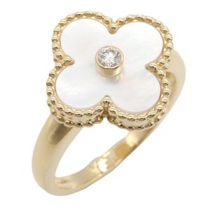 [Pre-owned] Van Cleef & Arpels Vintage Alhambra Mother-of-Pearl 1PD Ring VCARA41100 K18 (Yellow Gold) Diamond