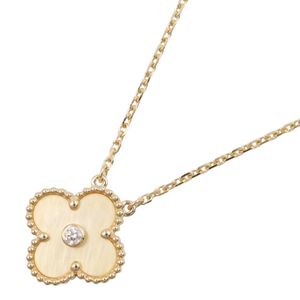 [Pre-owned] Van Cleef & Arpels Vintage Alhambra Necklace, 1PD Mother-of-Pearl Necklace, Neck Circumference 39/43.5cm, K18 (Yellow Gold), Diamond
