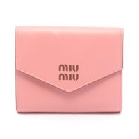 [Used] Miu Miu Tri-fold Wallet SOFTY LOGO 5MH040 Pink/ Braun Leather Tri-fold Wallet Women's Unused